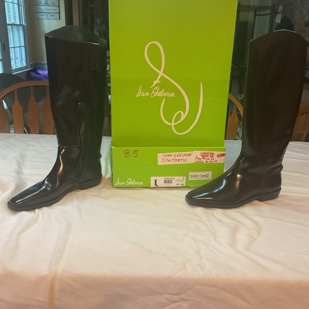 Sam Edelman Black Tall Gloss Riding Boots